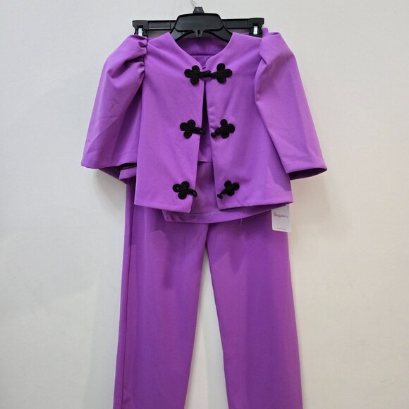 💜 Buganco Purple Two-Piece Set – Bow Accent Jacket & Trousers (NWT) - Picture 11 of 13